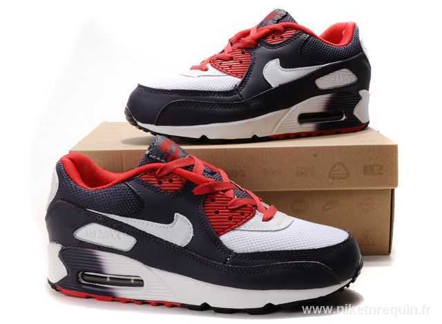 chaussures nike marine et blanc rouge Air Max 90 (2)